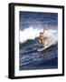 Female Surfer Riding a Wave-null-Framed Photographic Print