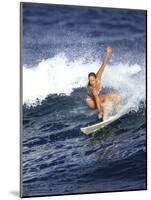 Female Surfer Riding a Wave-null-Mounted Photographic Print