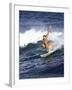 Female Surfer Riding a Wave-null-Framed Photographic Print