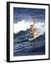 Female Surfer Riding a Wave-null-Framed Photographic Print