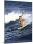 Female Surfer Riding a Wave-null-Mounted Photographic Print