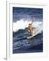 Female Surfer Riding a Wave-null-Framed Photographic Print