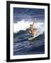 Female Surfer Riding a Wave-null-Framed Photographic Print