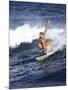 Female Surfer Riding a Wave-null-Mounted Photographic Print