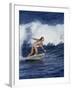 Female Surfer Riding a Wave-null-Framed Photographic Print