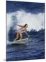 Female Surfer Riding a Wave-null-Mounted Photographic Print