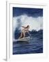 Female Surfer Riding a Wave-null-Framed Photographic Print