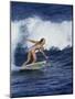 Female Surfer Riding a Wave-null-Mounted Photographic Print