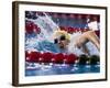 Female Swimmer Competing in a Race-null-Framed Photographic Print