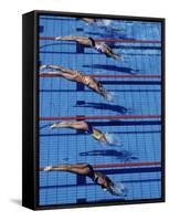 Female Swimmers at the Start of a Race-null-Framed Stretched Canvas