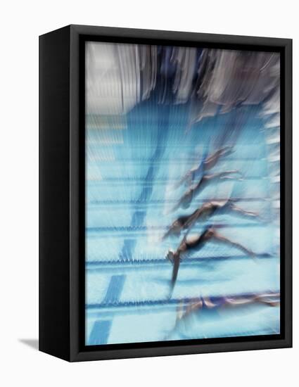 Female Swimmers at the Start of a Race-null-Framed Stretched Canvas