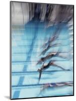 Female Swimmers at the Start of a Race-null-Mounted Photographic Print