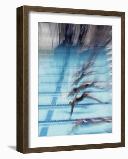 Female Swimmers at the Start of a Race-null-Framed Photographic Print