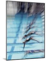 Female Swimmers at the Start of a Race-null-Mounted Photographic Print