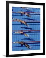 Female Swimmers at the Start of a Race-null-Framed Photographic Print