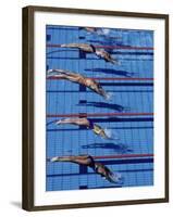 Female Swimmers at the Start of a Race-null-Framed Photographic Print