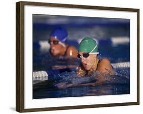 Female Swimmers Competing in a Breaststroke Race-null-Framed Photographic Print