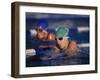 Female Swimmers Competing in a Breaststroke Race-null-Framed Photographic Print