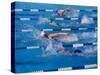 Female Swimmers Competing in a Freestyle Race-null-Stretched Canvas