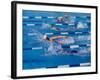 Female Swimmers Competing in a Freestyle Race-null-Framed Photographic Print