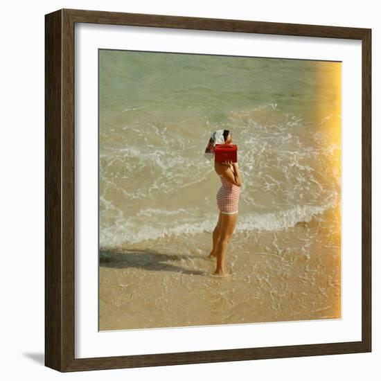 Female Tourist Enjoying Surf on a Florida Beach-Yale Joel-Framed Photographic Print