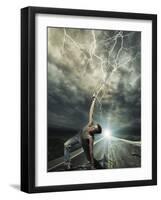 Female Warrior on the Road with Her Katana Sword-Netfalls-Framed Photographic Print