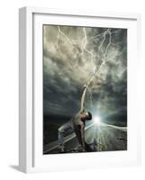 Female Warrior on the Road with Her Katana Sword-Netfalls-Framed Photographic Print