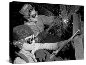 Female Welders at Work in a Steel Mill, Replacing Men Called to Duty During World War II-Margaret Bourke-White-Stretched Canvas