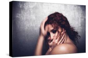 Female with Red Curly Hair-Luis Beltran-Stretched Canvas