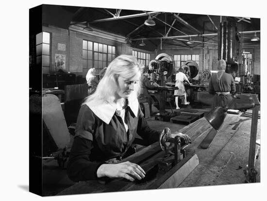 Female Workers Sharpening Saw Blades at Slack Sellars and Co, Sheffield, South Yorkshire, 1963-Michael Walters-Stretched Canvas