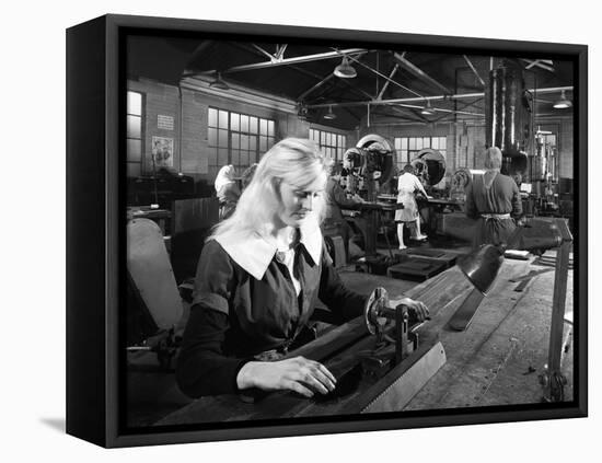 Female Workers Sharpening Saw Blades at Slack Sellars and Co, Sheffield, South Yorkshire, 1963-Michael Walters-Framed Stretched Canvas