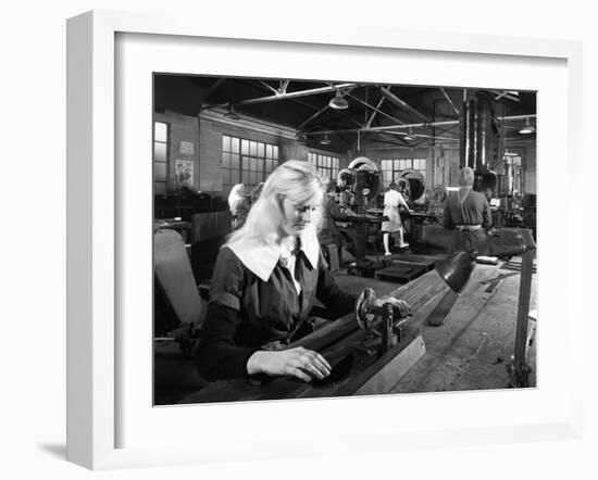 Female Workers Sharpening Saw Blades at Slack Sellars and Co, Sheffield, South Yorkshire, 1963-Michael Walters-Framed Photographic Print