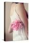 Female Youth Holding Pink Flower-Carolina Hernández-Stretched Canvas