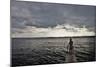 Female Youth on Jetty by Sea-Felipe Rodríguez-Mounted Photographic Print