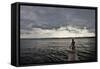 Female Youth on Jetty by Sea-Felipe Rodríguez-Framed Stretched Canvas