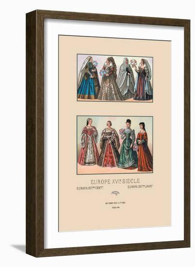 Feminine Dress of the French and Italian Aristocracy, Sixteenth Century-Racinet-Framed Art Print