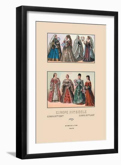 Feminine Dress of the French and Italian Aristocracy, Sixteenth Century-Racinet-Framed Art Print