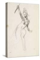 Femme à demi-nue brandissant un bâton ; Etude pour la "Liberté guidant le peuple" ; 1830-Eugene Delacroix-Stretched Canvas