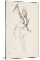 Femme à demi-nue brandissant un bâton ; Etude pour la "Liberté guidant le peuple" ; 1830-Eugene Delacroix-Mounted Giclee Print