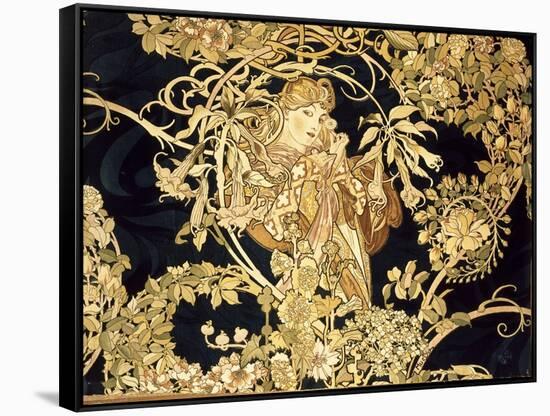 Femme à la marguerite-Alphonse Mucha-Framed Stretched Canvas