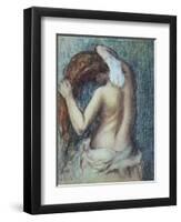 Femme a Sa Toilette, C.1895 (Pastel on Paper)-Edgar Degas-Framed Premium Giclee Print