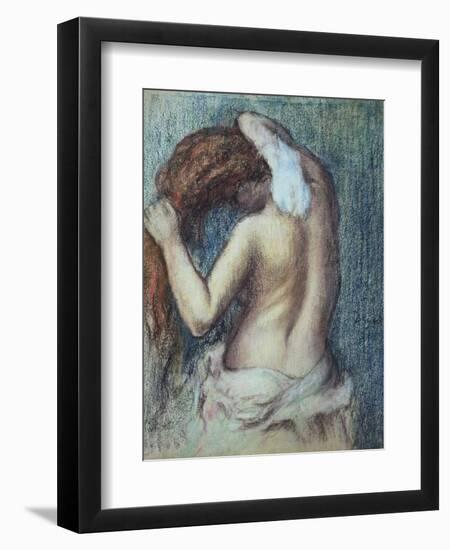 Femme a Sa Toilette, C.1895 (Pastel on Paper)-Edgar Degas-Framed Premium Giclee Print