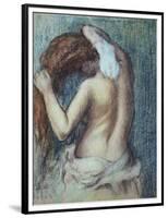 Femme a Sa Toilette, C.1895 (Pastel on Paper)-Edgar Degas-Framed Premium Giclee Print