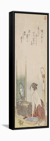 Femme à sa toilette-Katsushika Hokusai-Framed Stretched Canvas