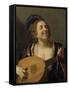 Femme accordant un luth-Gerrit Van Honthorst-Framed Stretched Canvas