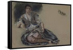 Femme arabe assise à terre et études de boutons;Etude pour" Les Femmes d'Alger"; vers 1833-1834-Eugene Delacroix-Framed Stretched Canvas