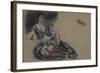 Femme arabe assise à terre et études de boutons;Etude pour" Les Femmes d'Alger"; vers 1833-1834-Eugene Delacroix-Framed Giclee Print