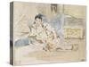 Femme arabe assise sur des coussins ; Etude pour les "Femmes d'Alger"-Eugene Delacroix-Stretched Canvas