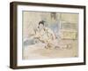 Femme arabe assise sur des coussins ; Etude pour les "Femmes d'Alger"-Eugene Delacroix-Framed Giclee Print