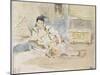 Femme arabe assise sur des coussins ; Etude pour les "Femmes d'Alger"-Eugene Delacroix-Mounted Giclee Print